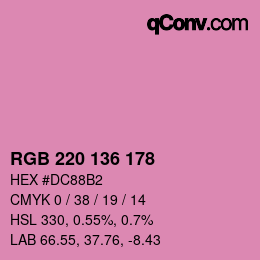 Color code: RGB 220 136 178 | qconv.com