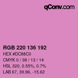 Color code: RGB 220 136 192 | qconv.com