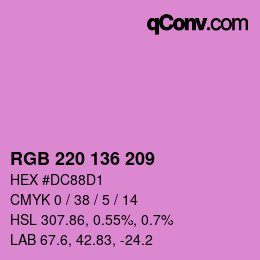 Color code: RGB 220 136 209 | qconv.com
