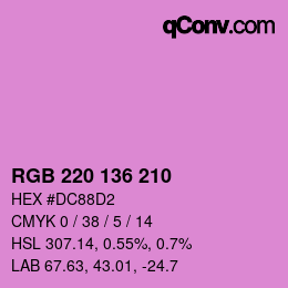 Color code: RGB 220 136 210 | qconv.com