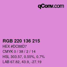 カラーコード: RGB 220 136 215 | qconv.com