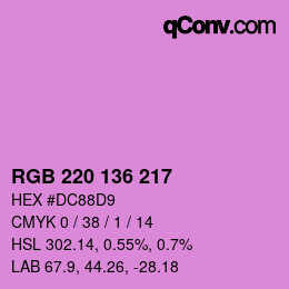 Color code: RGB 220 136 217 | qconv.com