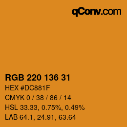 Color code: RGB 220 136 31 | qconv.com