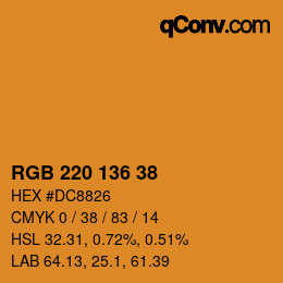 Color code: RGB 220 136 38 | qconv.com