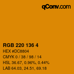 Color code: RGB 220 136 4 | qconv.com