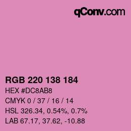 Color code: RGB 220 138 184 | qconv.com