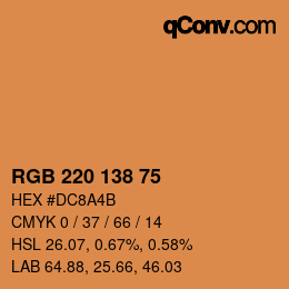 Color code: RGB 220 138 75 | qconv.com