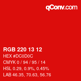 Color code: RGB 220 13 12 | qconv.com