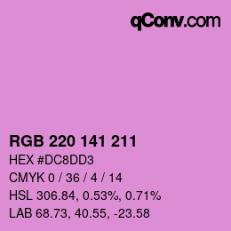 Color code: RGB 220 141 211 | qconv.com