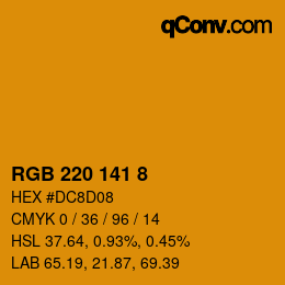 カラーコード: RGB 220 141 8 | qconv.com