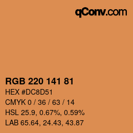 Color code: RGB 220 141 81 | qconv.com