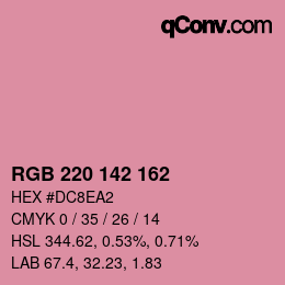 カラーコード: RGB 220 142 162 | qconv.com