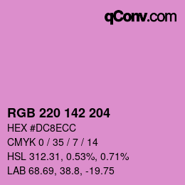 カラーコード: RGB 220 142 204 | qconv.com