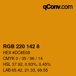 カラーコード: RGB 220 142 8 | qconv.com