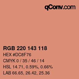 Color code: RGB 220 143 118 | qconv.com