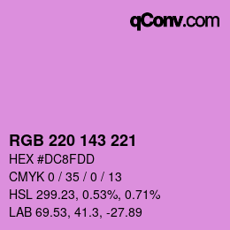Color code: RGB 220 143 221 | qconv.com
