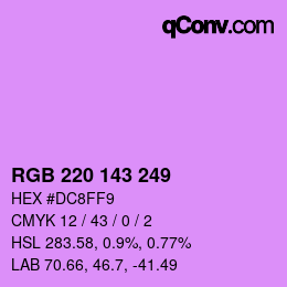 カラーコード: RGB 220 143 249 | qconv.com