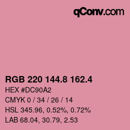 カラーコード: RGB 220 144.8 162.4 | qconv.com