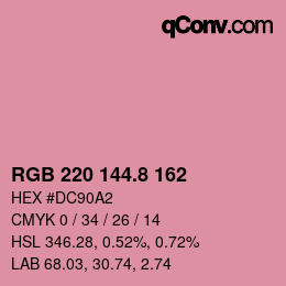 カラーコード: RGB 220 144.8 162 | qconv.com