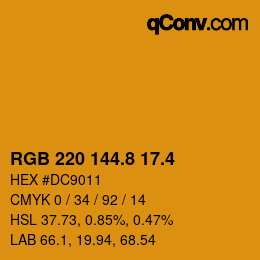 カラーコード: RGB 220 144.8 17.4 | qconv.com