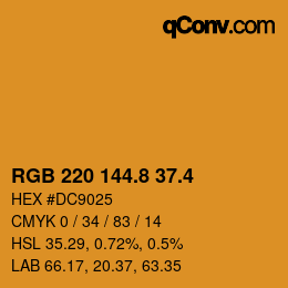 カラーコード: RGB 220 144.8 37.4 | qconv.com