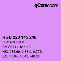 Color code: RGB 220 145 248 | qconv.com