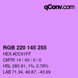 Color code: RGB 220 145 255 | qconv.com