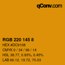 Color code: RGB 220 145 8 | qconv.com