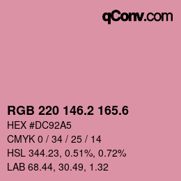 カラーコード: RGB 220 146.2 165.6 | qconv.com