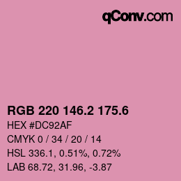 カラーコード: RGB 220 146.2 175.6 | qconv.com