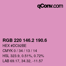 カラーコード: RGB 220 146.2 190.6 | qconv.com