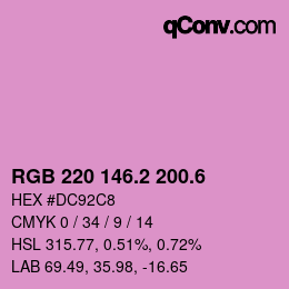 カラーコード: RGB 220 146.2 200.6 | qconv.com