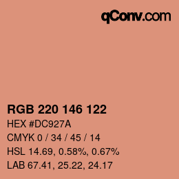 颜色代码: RGB 220 146 122 | qconv.com