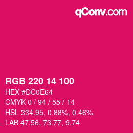 Color code: RGB 220 14 100 | qconv.com