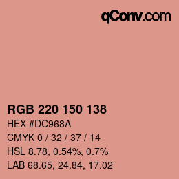 Código de color: RGB 220 150 138 | qconv.com