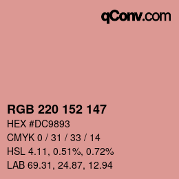 Código de color: RGB 220 152 147 | qconv.com
