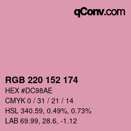 Color code: RGB 220 152 174 | qconv.com