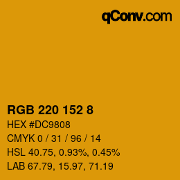 カラーコード: RGB 220 152 8 | qconv.com