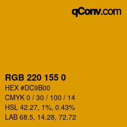 カラーコード: RGB 220 155 0 | qconv.com