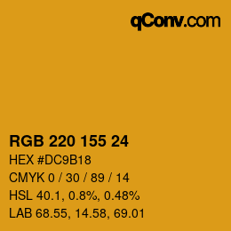 カラーコード: RGB 220 155 24 | qconv.com