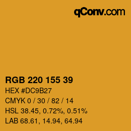 カラーコード: RGB 220 155 39 | qconv.com