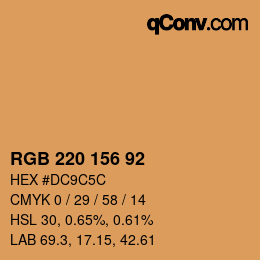 カラーコード: RGB 220 156 92 | qconv.com