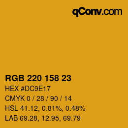 Color code: RGB 220 158 23 | qconv.com