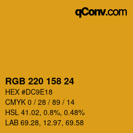 カラーコード: RGB 220 158 24 | qconv.com