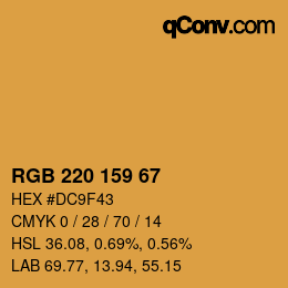 Color code: RGB 220 159 67 | qconv.com