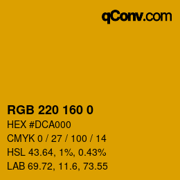 カラーコード: RGB 220 160 0 | qconv.com