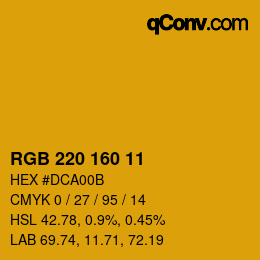 カラーコード: RGB 220 160 11 | qconv.com