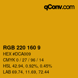 Color code: RGB 220 160 9 | qconv.com