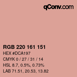 颜色代码: RGB 220 161 151 | qconv.com