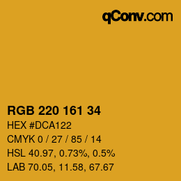 Color code: RGB 220 161 34 | qconv.com